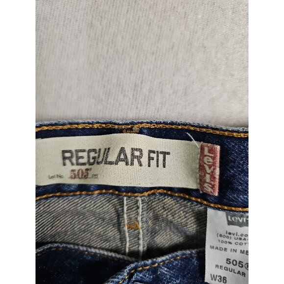 VTG Levi's Jeans 505 Mens 36x32 Dark Wash Blue Denim Regular Fit Straight Y2K - Picture 7 of 9